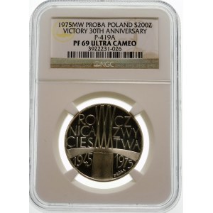 Próba 200 złotych 1975 XXX Rocznica Zwycięstwa - srebro