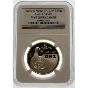 Próba 1000 złotych 1985 ONZ - srebro