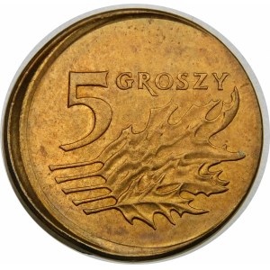 Destrukt 5 groszy 2009 przesunięcie stempla