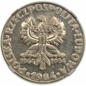 Próba 10 złotych 1964 klucz sierp kielnia - nikiel ze znakiem mennicy