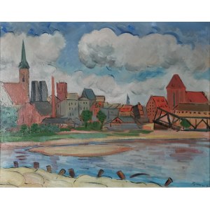 TYMON NIESIOŁOWSKI (1882-1965), Widok Torunia, 1945 (obraz dwustronny)