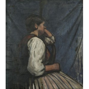 Jerzy FEDKOWICZ (1891-1959), Portret kobiety na krześle, Portret Ludwiki Mehofferowej (obraz dwustronny)”