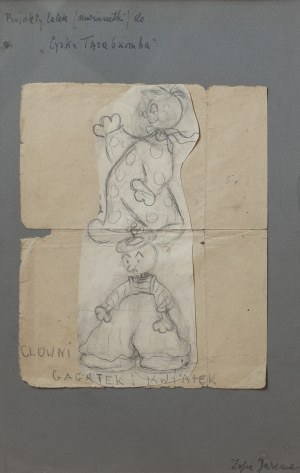 Zofia JAREMA (1919-2008), Projekty lalek do „Cyrku Tarabumba”: Clowni Gagatek i Kwiatek