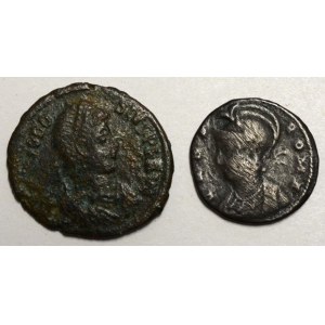 Město Řím (335 - 336).  AE 18, vlčice s Romulem a Remem. Theodosius. AE22, blíže neurčeny