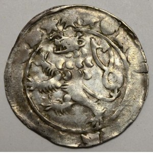 Pražský groš, Pinta III.a/1 z let 1350-58,  zč. nedor. opisy