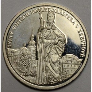 Praha, Břevnov - Benediktinské arciopatství sv. Vojtěcha a sv. Markéty.  1000 let kláštera b.l. (1993). Stojící sv...