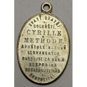 Cyrilometodějská medailka b.l. (1885). Sousoší C+M / 10-řádkový nápis. Bronz postř. 29x18,7 mm, pův. o. Burian...