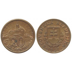 20 haléř 1942 bronz,  nep. st. kor.