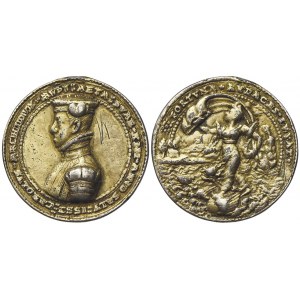 Arcivévoda Karel II. Štýrský  (1540-1590). Medaile k 13. narozeninám b.l. (1553). Poprsí zleva, opis ...