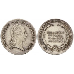 Malý žeton k prohlášení rakouským dědičným císařem ve Vídni 6.12.1804. Portrét, titulatura / ve věnci nápis, opis. Ag ...