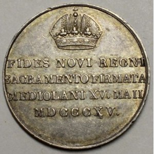 Žeton na holdování v Miláně 15.5.1815. Ag (4,01 g) 22,2 mm. Novák-V/XVII/R3b.  n. hry