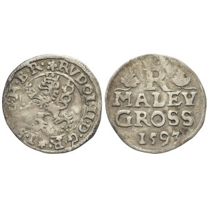 Malý groš 1593 Praha - Ercker,  zajímavá minc. značka, hvězda