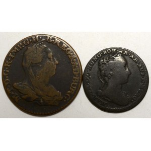 2 liard 1777 Brusel, 1 liard 1745 Antverpy