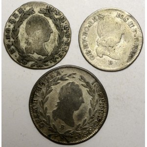 10 krejcar 1788 B, 5 krejcar 1790 A, 3 krejcar 1788 B