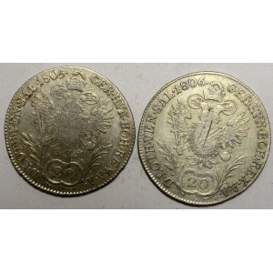 20 krejcar 1805 E, 1806 G k rál. koruna
