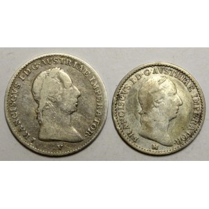 1/2 lira 1822 V, 1/4 lira 1822 M,  lak.