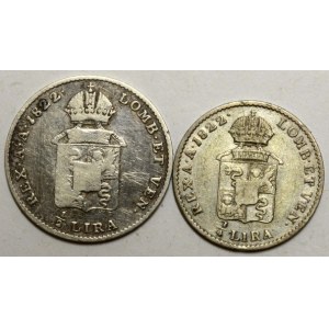 1/2 lira 1822 V, 1/4 lira 1822 M,  lak.