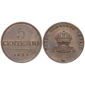 5 centesimi 1839 M,  nep. škr.