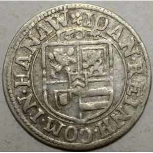 Hanau - Lichtenberg.  Johann Reinhard. 3 krejcar 1604 s tit. Rudolfa II.
