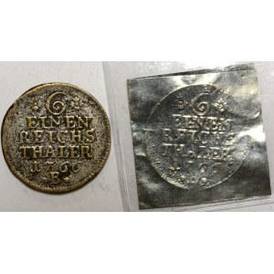 1/6 tolaru 1766 B ( DOBOVÝ PADĚLEK ) - dobový otisk mince na folii pro srovnání
