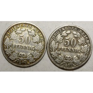 50 pfennig 1877 E, G s opisem, KM-8