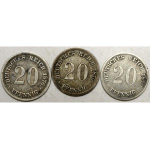 20 pfennig 1875 J, 1876 A, F