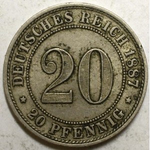 20 pfennig 1887 F