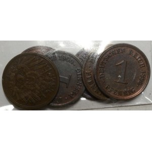 1 pfennig 1900 A, G, 1905 F, 1906 E, 1912 D, 1914 J