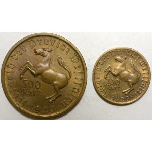 100 M, 500 M 1923 von Droste, bronz