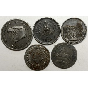 Trier 10 fenik 1919, Braunschveik 10 fenik 1920, Münster I./W. 10 fenik 1918, Aachen 50 fenik 1920...