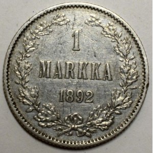 1 markka 1892 L. KM-3.2