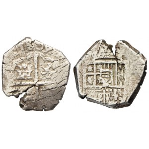 Španělsko.  Filip III. ( 1598-1621) .  Reál (3,35 g) z let 1601 - 16 21 , blíže neurčen.  naprasklý ražbou...