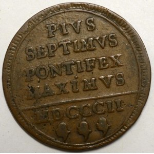 Vatikán.  Pius VII. ( 1800-23). Baiocco 1802 Řím, ro k II. KM-1263