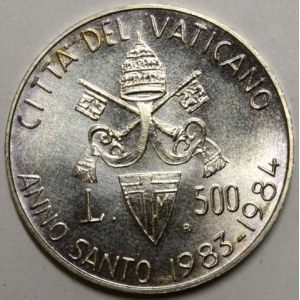 500 lir 1983/84 Svatý rok, stříbro