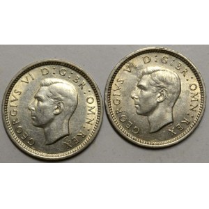 Jiří VI. 3 pence 1938, 39 obě stříbrné