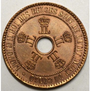 Belgické Kongo.  Leopold II. 5 centimes 1887. KM-3.  nep. hry