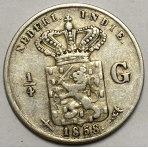 Nizozemská Indie,  1/4 gulden 1858