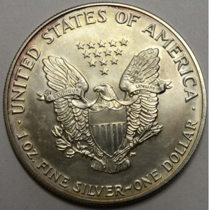 USA.  1 dollar 1991, 1 oz Ag
