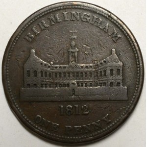 Birmingham.  1 penny 1812 (palác / znak). Withers-398.  n. hry