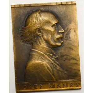 Josef Mánes b.l. Poprsí zprava, letopočty a nápis. Jednostr. bronz 64 x 47,7 mm