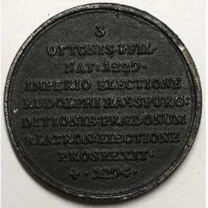 Životopisná medaile bavorských vévodů b.l. Ludvík II. (1253 - 1294). Portrét, opis / 9-řádkový nápis. Fe 38 mm...