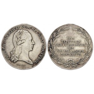 R - U.  František II. (1792 – 1835).  Voj. Pamětní medaile tyrolské výzvy z roku 1797. Ag 39 mm, 17,47 g...