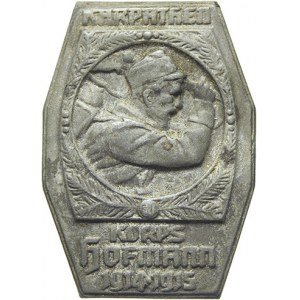 R - U.  Čepicový odznak.  Karpatský sbor gen. Hofmanna 1914 - 1915. Zn 29 x 40 mm, spona