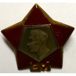 Čestný odznak LM. Mosaz. hvězda červeně smalt. s portrétem milicionáře 45 x 45 mm...