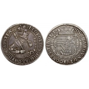 Austria 1 Thaler 1632 Hall. Archduke Leopold (1619-1632). Averse: Crowned armored bust. Reverse...