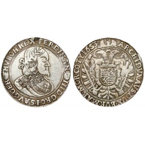 Austria Hungary 1 Thaler 1653 KB Kremnica. Ferdinand III(1637-1657). Averse: Laureate head right...