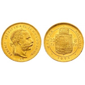 Austria Hungary 8 Forint 20 Francs 1875 KB Franz Joseph I(1848-1916). Averse: Laureate head right...