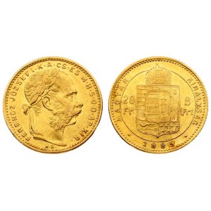 Austria Hungary 8 Forint 20 Francs 1885 KB Franz Joseph I(1848-1916). Averse: Laureate head right...