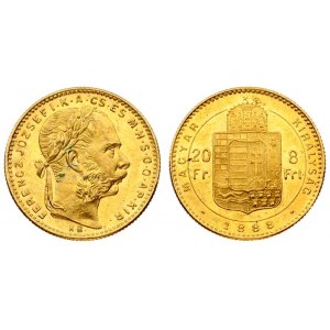 Austria Hungary 8 Forint 20 Francs 1888 KB Franz Joseph I(1848-1916). Averse: Laureate head right...