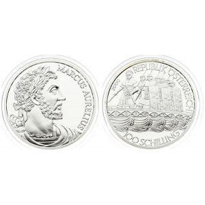 Austria 100 Schilling 2000 Averse: Ancient Roman troops crossing pontoon bridge. Reverse...